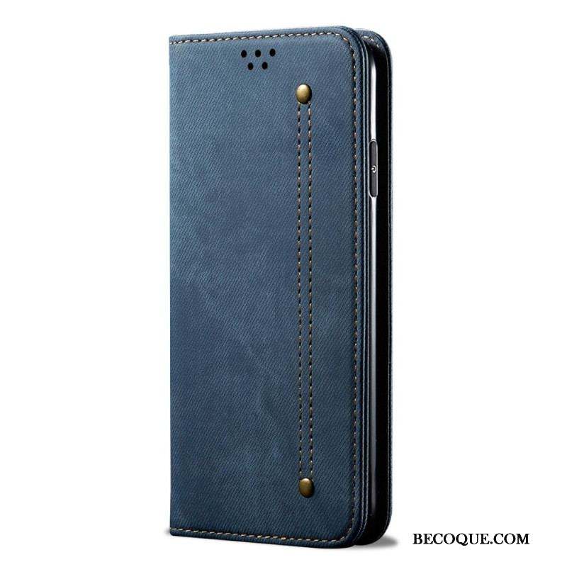 Flip Cover Xiaomi Redmi Note 12/Poco X5 5G Tissu Jeans