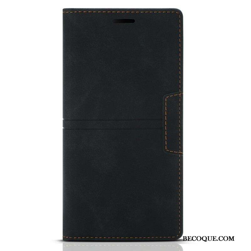 Flip Cover iPhone 13 Mini Style Cuir Couture Fermoir Magnétique