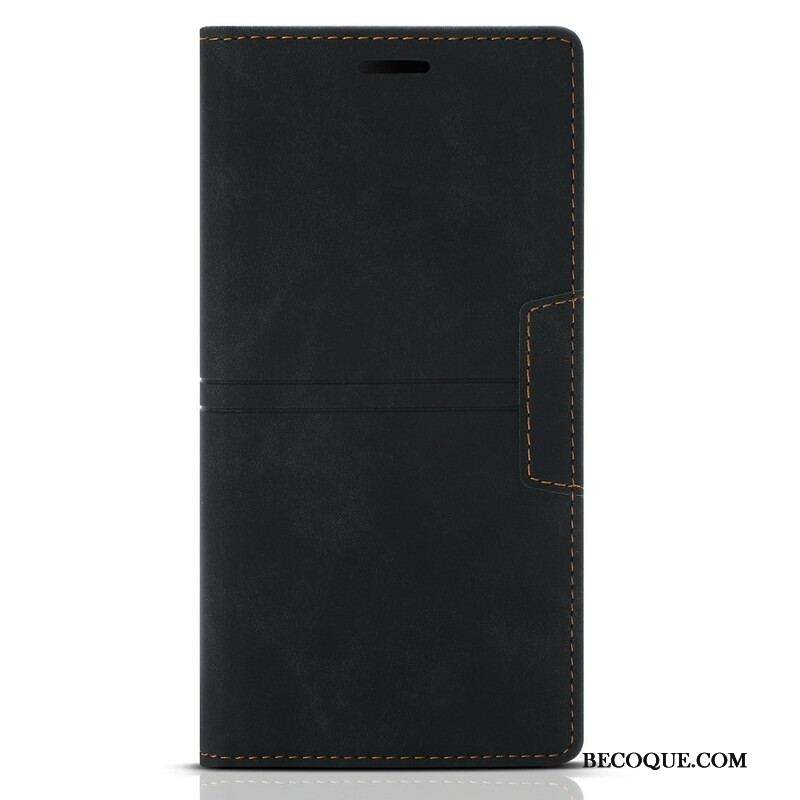 Flip Cover iPhone 13 Mini Style Cuir Couture Fermoir Magnétique