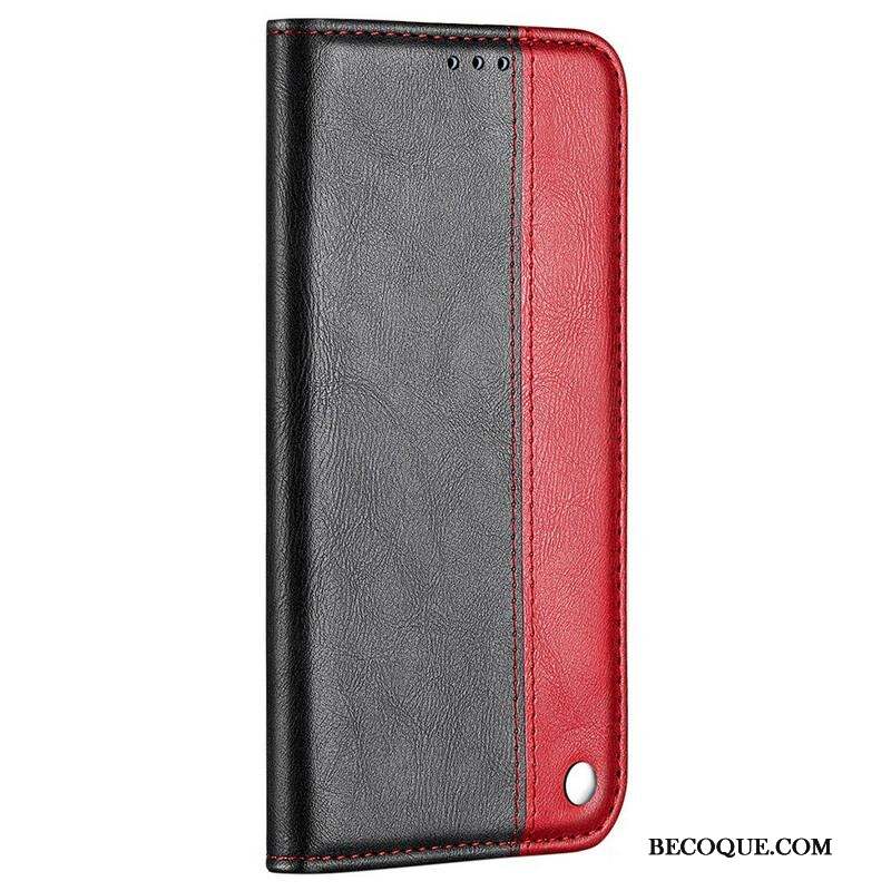 Flip Cover iPhone 13 Pro Bicolore Effet Cuir