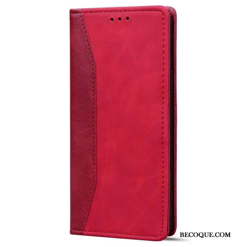 Flip Cover iPhone 14 Effet Cuir Business Bicolore