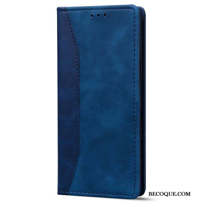 Flip Cover iPhone 14 Effet Cuir Business Bicolore