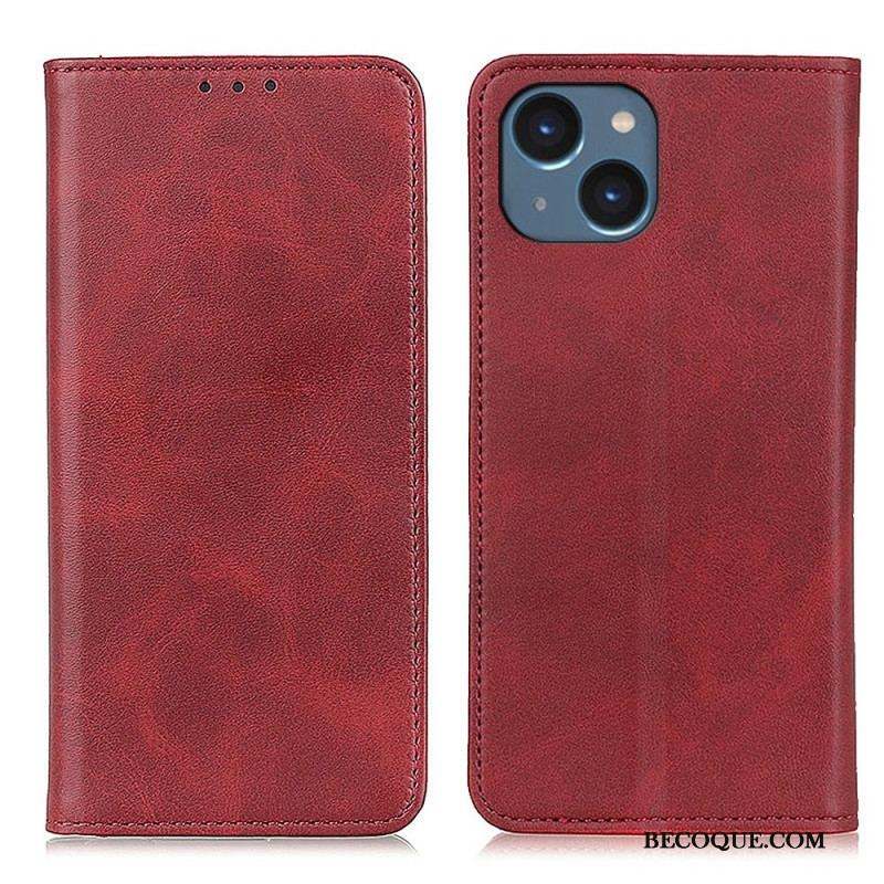 Flip Cover iPhone 14 Plus Cuir Fendu Mat