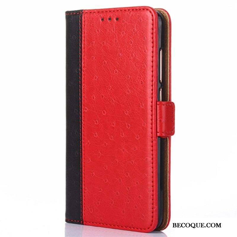 Flip Cover iPhone 14 Plus Style Cuir Autruche