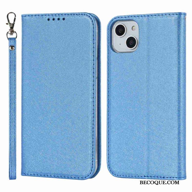 Flip Cover iPhone 14 Plus Style Cuir Douceur avec Lanière