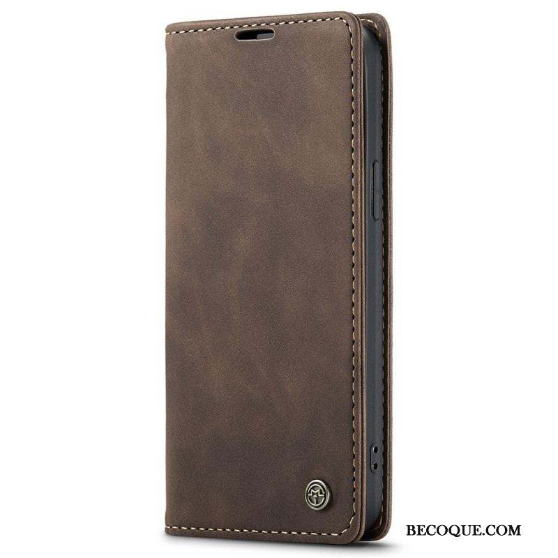 Flip Cover iPhone 15 Simili Cuir Vintage CASEME