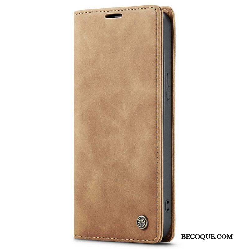 Flip Cover iPhone 15 Simili Cuir Vintage CASEME