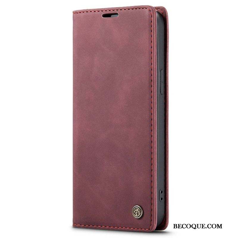 Flip Cover iPhone 15 Simili Cuir Vintage CASEME