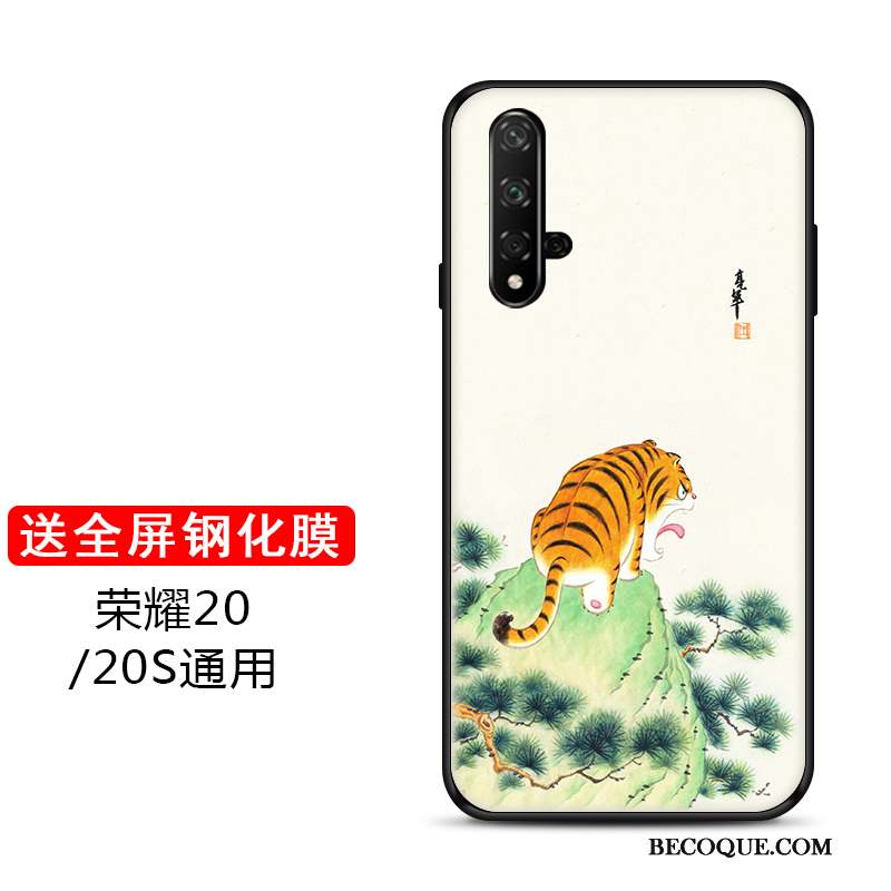 Honor 20 Coque De Téléphone Tigre Marque De Tendance Protection Personnalisé Vert