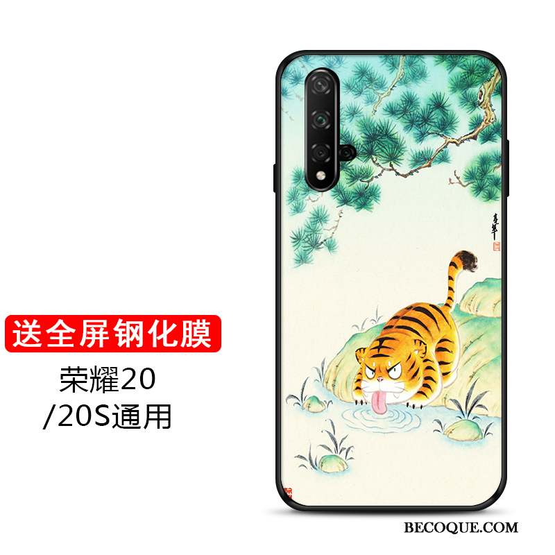 Honor 20 Coque De Téléphone Tigre Marque De Tendance Protection Personnalisé Vert