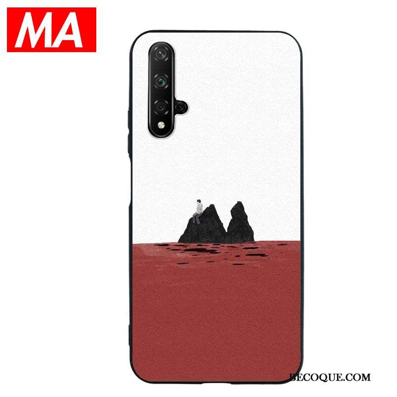 Honor 20 Coque Étui Simple Net Rouge Peinture À L'huile Jeunesse Beau