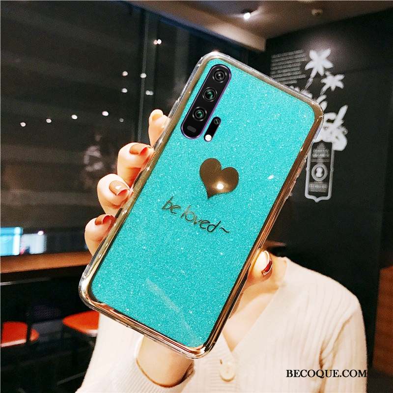 Honor 20 Pro Coque Rose Placage Vert Anneau Or Étui