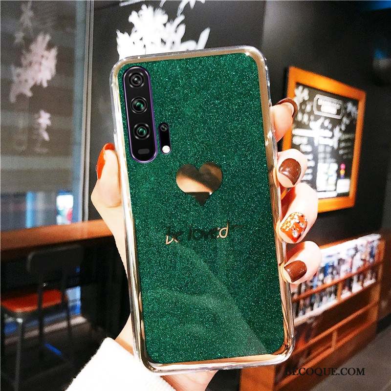 Honor 20 Pro Coque Rose Placage Vert Anneau Or Étui