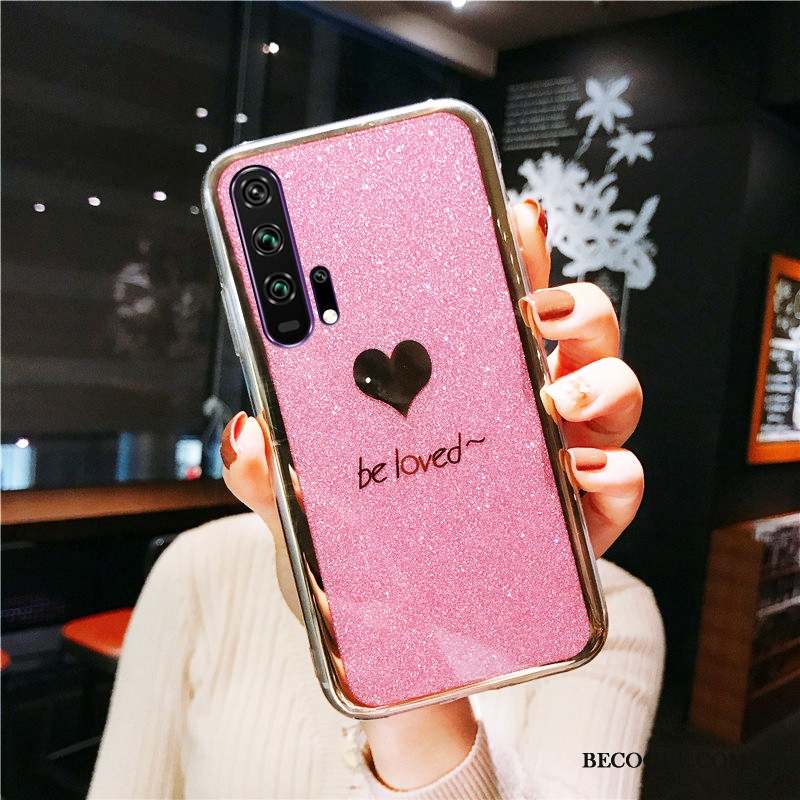 Honor 20 Pro Coque Rose Placage Vert Anneau Or Étui