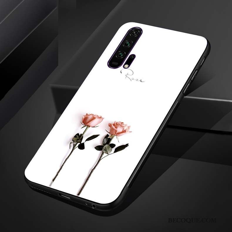 Honor 20 Pro Coque Étui Fleur Verre Fluide Doux Art Tout Compris