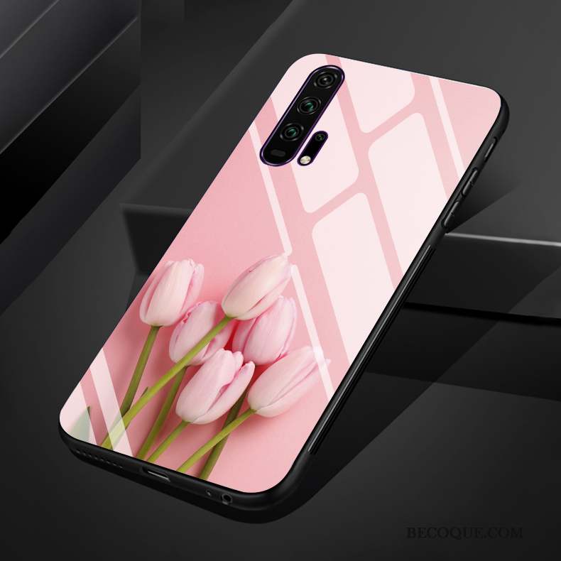 Honor 20 Pro Coque Étui Fleur Verre Fluide Doux Art Tout Compris