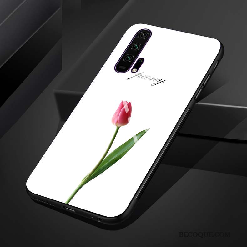 Honor 20 Pro Coque Étui Fleur Verre Fluide Doux Art Tout Compris