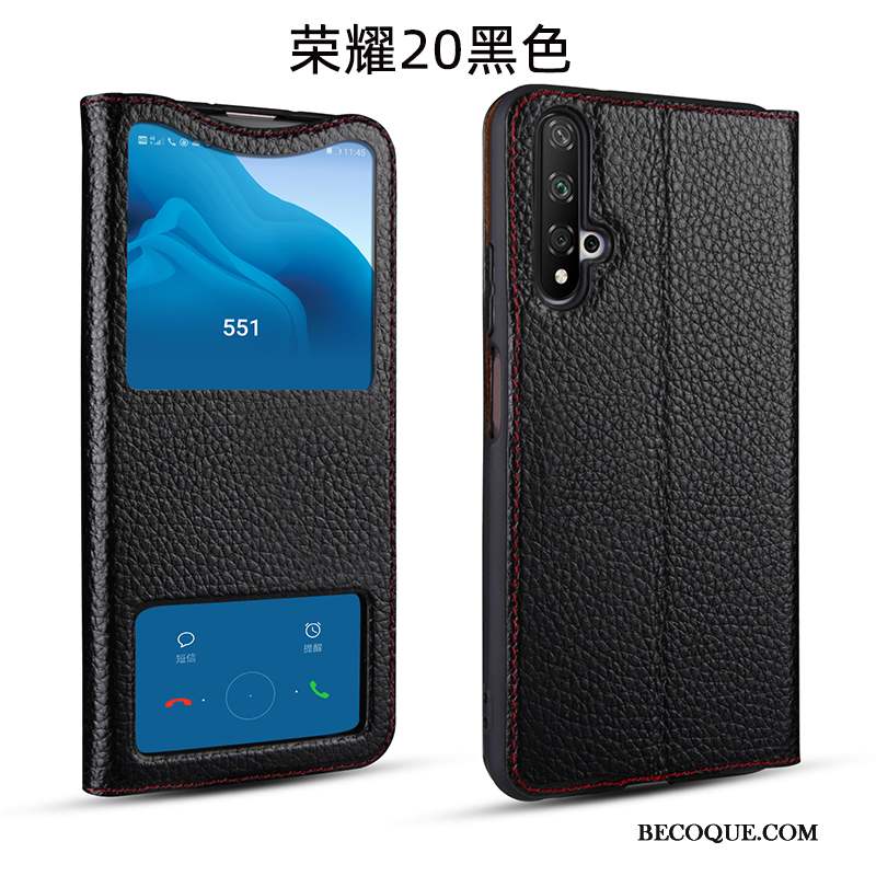 Honor 20 Protection Cuir Véritable Tout Compris Coque De Téléphone Étui Business