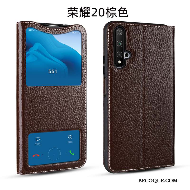 Honor 20 Protection Cuir Véritable Tout Compris Coque De Téléphone Étui Business