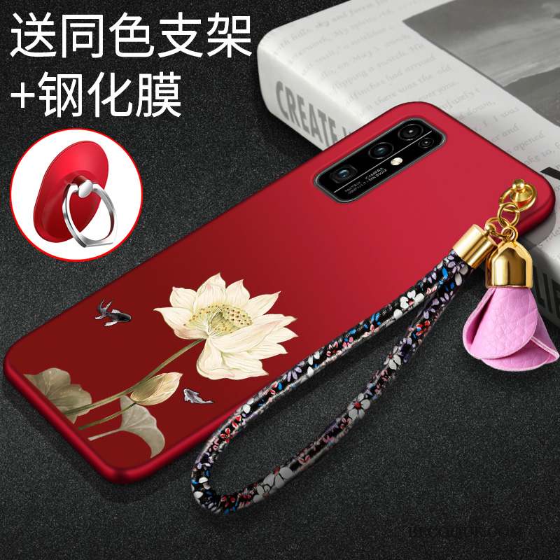 Honor 30 Coque Fluide Doux De Téléphone Protection Rouge Mince