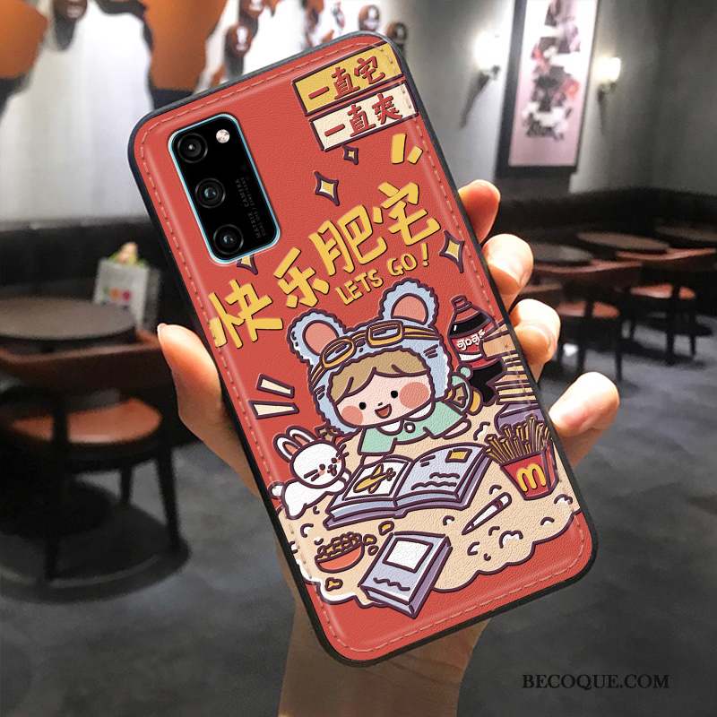 Honor 30 Pro Coque Tout Compris Gaufrage Personnalité Dessin Animé Étui Rouge