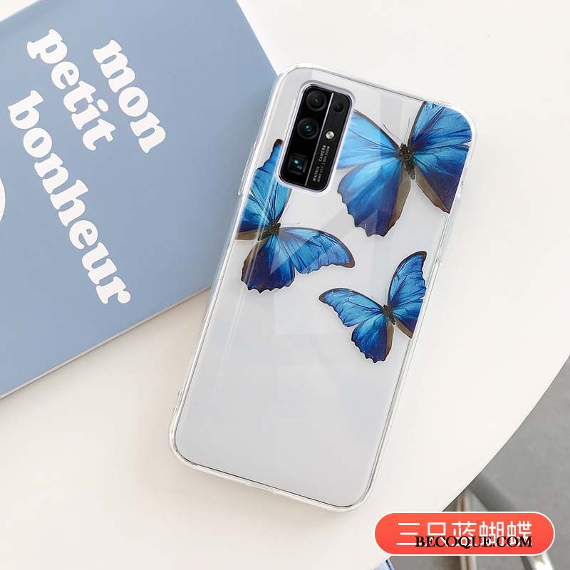 Honor 30 Transparent Créatif Silicone Bleu Amoureux Coque De Téléphone