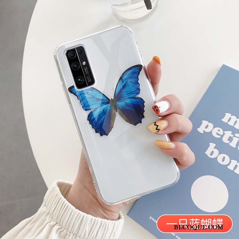 Honor 30 Transparent Créatif Silicone Bleu Amoureux Coque De Téléphone