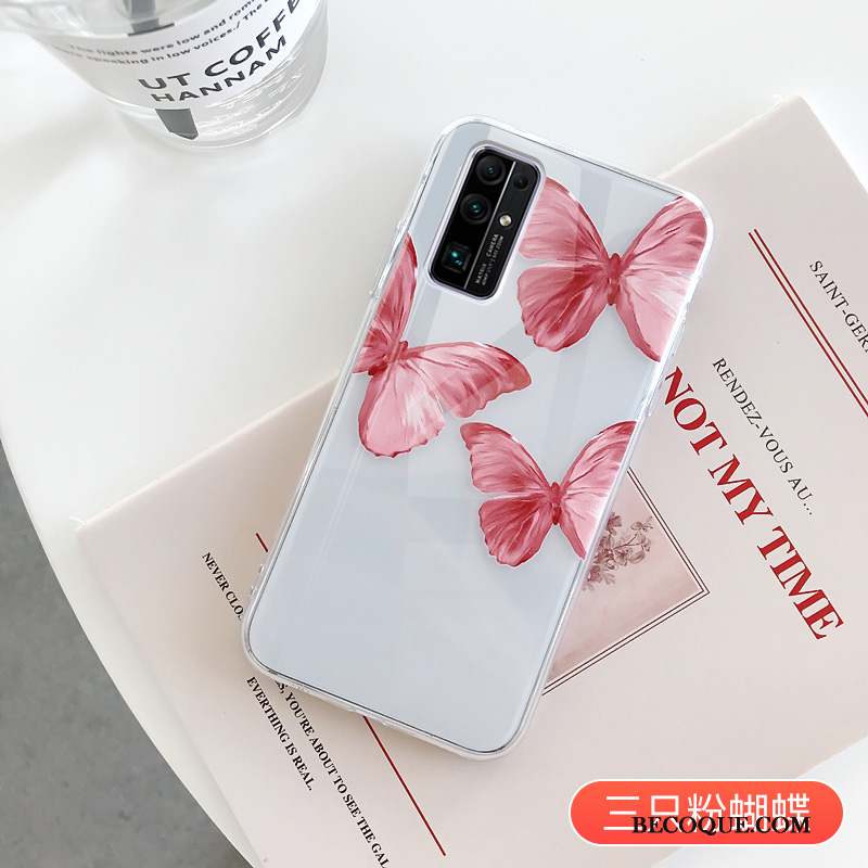 Honor 30 Transparent Créatif Silicone Bleu Amoureux Coque De Téléphone