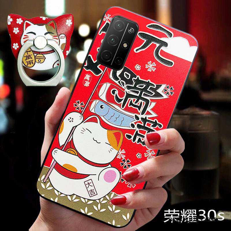 Honor 30s Coque Net Rouge Personnalité Amoureux Créatif Ornements Suspendus Incassable