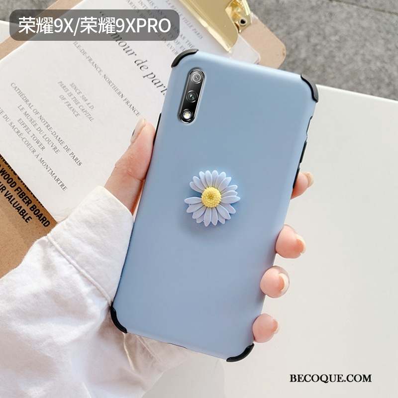 Honor 9x Créatif Vert Frais Petite Marguerite Coque De Téléphone Délavé En Daim