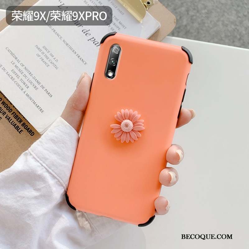 Honor 9x Créatif Vert Frais Petite Marguerite Coque De Téléphone Délavé En Daim