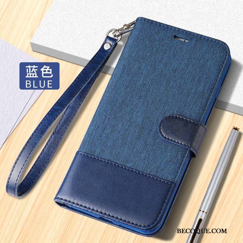 Honor 9x Pro Carte Bleu Housse Net Rouge Étui En Cuir Coque De Téléphone