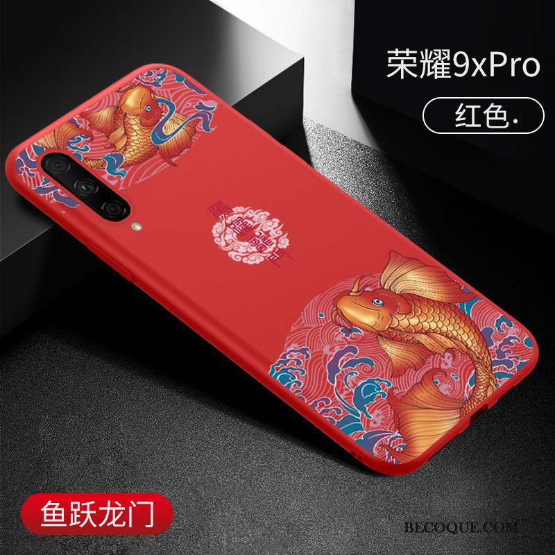 Honor 9x Pro Personnalité Marque De Tendance Vintage Coque De Téléphone Net Rouge Luxe