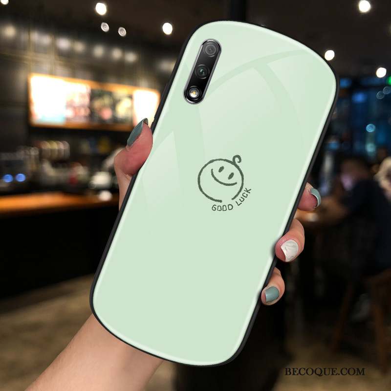 Honor 9x Rond Tendance Net Rouge Vert Verre Coque De Téléphone