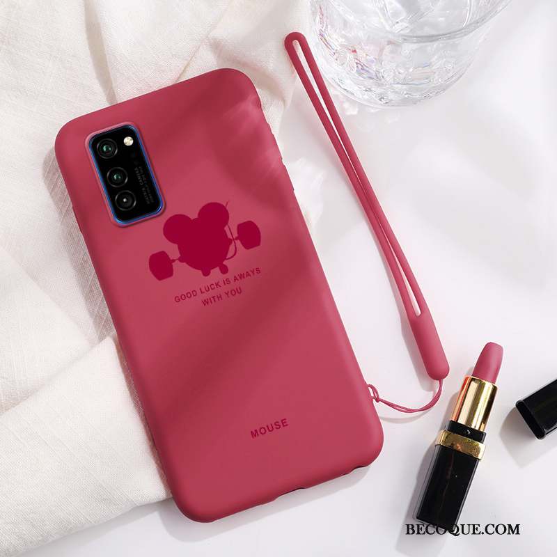 Honor View30 Coque Amoureux Créatif Rouge Simple Tout Compris Étui