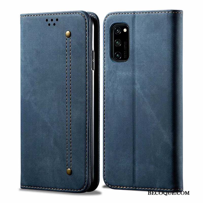 Honor View30 Coque Carte Housse Protection Étui Incassable Bleu