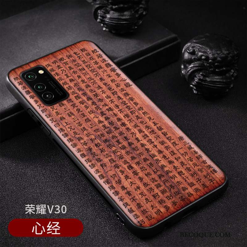 Honor View30 Coque De Téléphone En Bois Vintage Étui Style Chinois Personnalisé