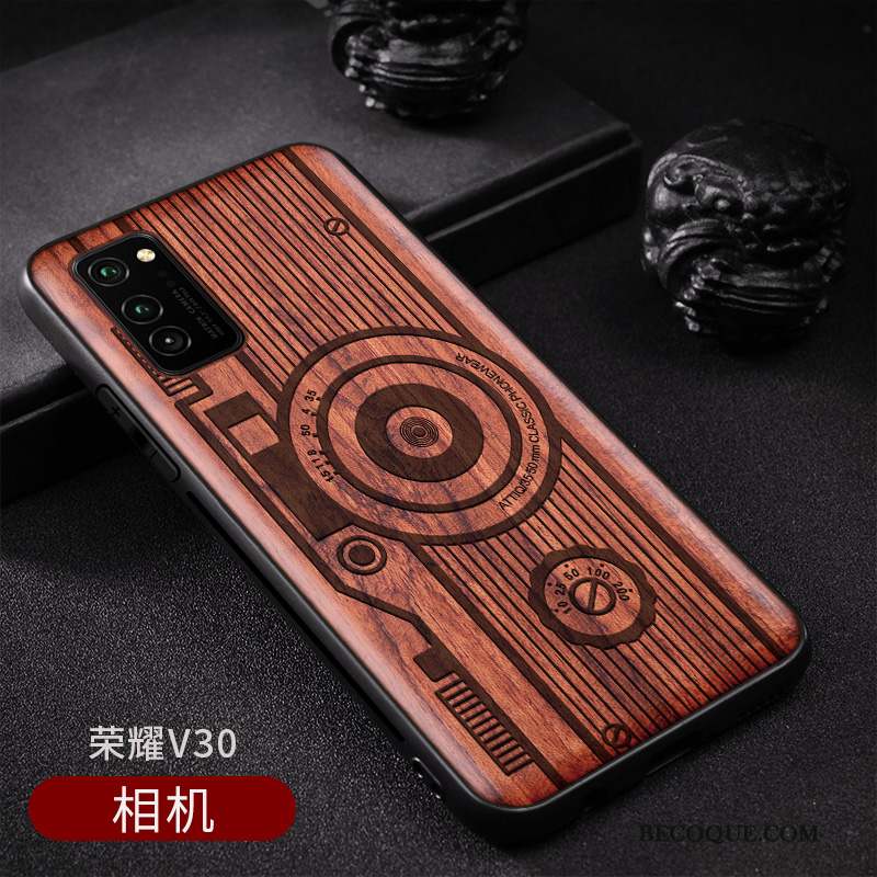 Honor View30 Coque De Téléphone En Bois Vintage Étui Style Chinois Personnalisé