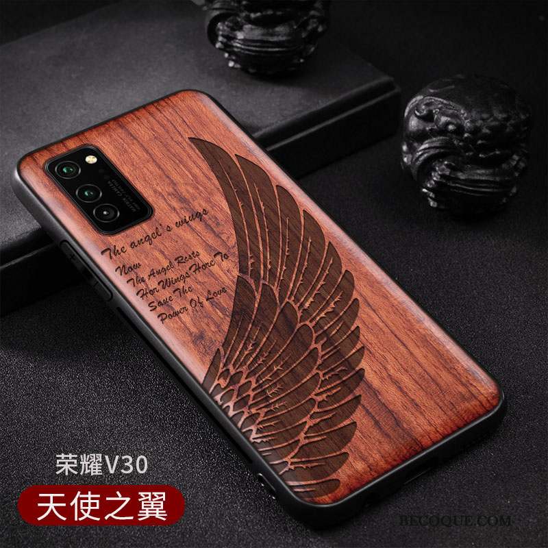 Honor View30 Coque De Téléphone En Bois Vintage Étui Style Chinois Personnalisé