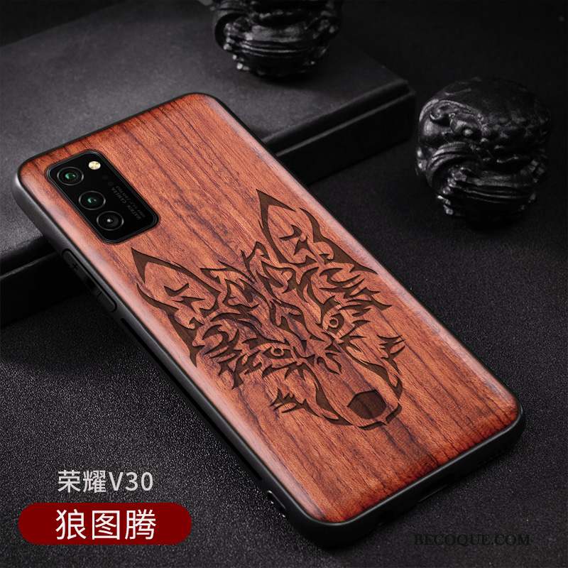 Honor View30 Coque De Téléphone En Bois Vintage Étui Style Chinois Personnalisé