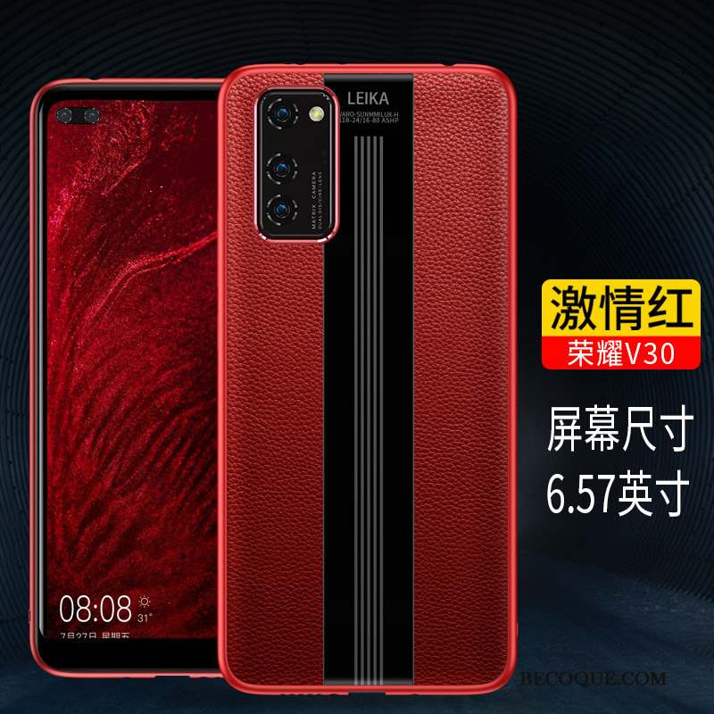 Honor View30 Coque De Téléphone Très Mince Cuir Véritable Net Rouge Tout Compris Étui En Cuir