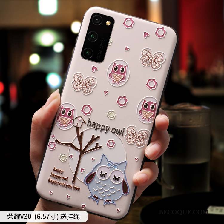 Honor View30 Coque Marque De Tendance Silicone Dessin Animé Ornements Suspendus Tout Compris Net Rouge