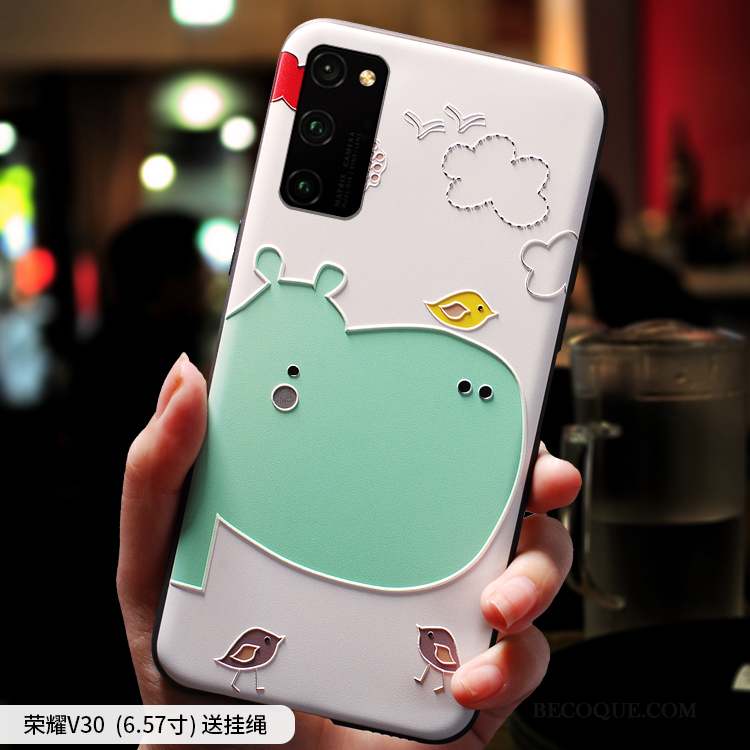 Honor View30 Coque Marque De Tendance Silicone Dessin Animé Ornements Suspendus Tout Compris Net Rouge