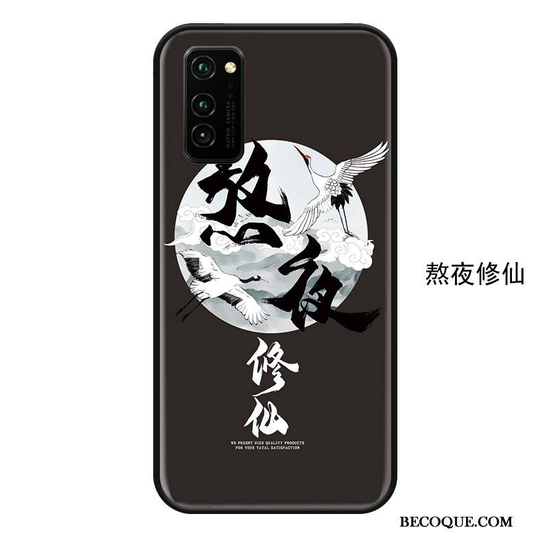 Honor View30 Coque Simple Étui Style Chinois Ornements Suspendus Drôle Noir