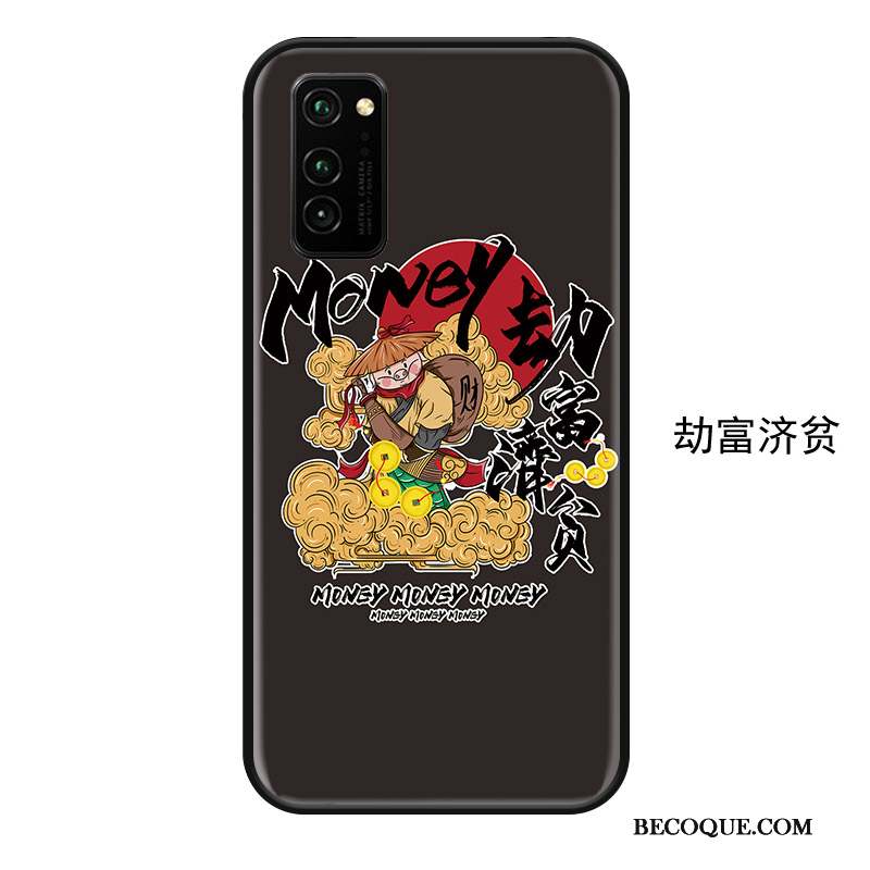 Honor View30 Coque Simple Étui Style Chinois Ornements Suspendus Drôle Noir