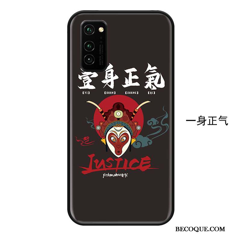 Honor View30 Coque Simple Étui Style Chinois Ornements Suspendus Drôle Noir