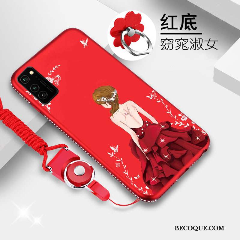 Honor View30 Coque Étui Silicone Net Rouge Tout Compris Fluide Doux Protection