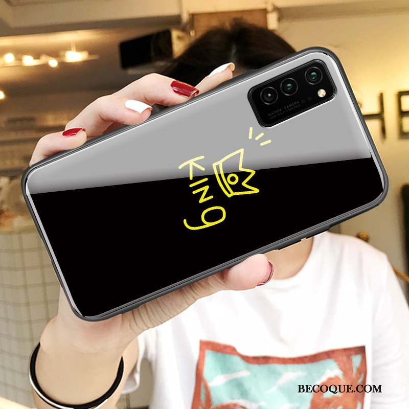 Honor View30 Pro Coque Amoureux Verre Trempé Charmant Créatif Incassable Dessin Animé