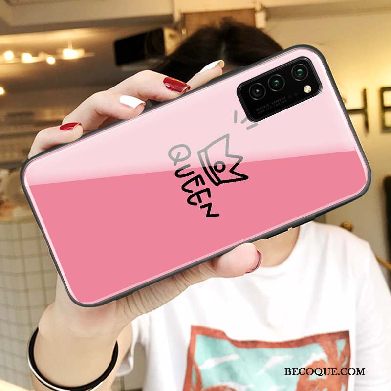 Honor View30 Pro Coque Amoureux Verre Trempé Charmant Créatif Incassable Dessin Animé