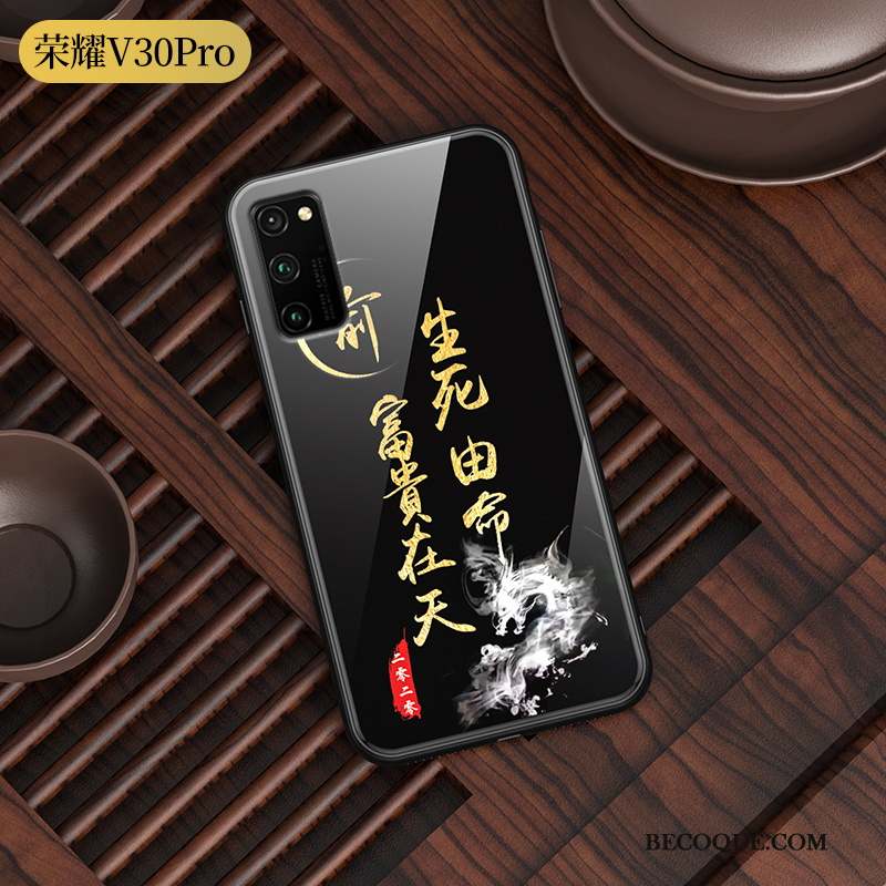 Honor View30 Pro Coque Amoureux Étui Créatif Lumineuses Téléphone Portable Noir